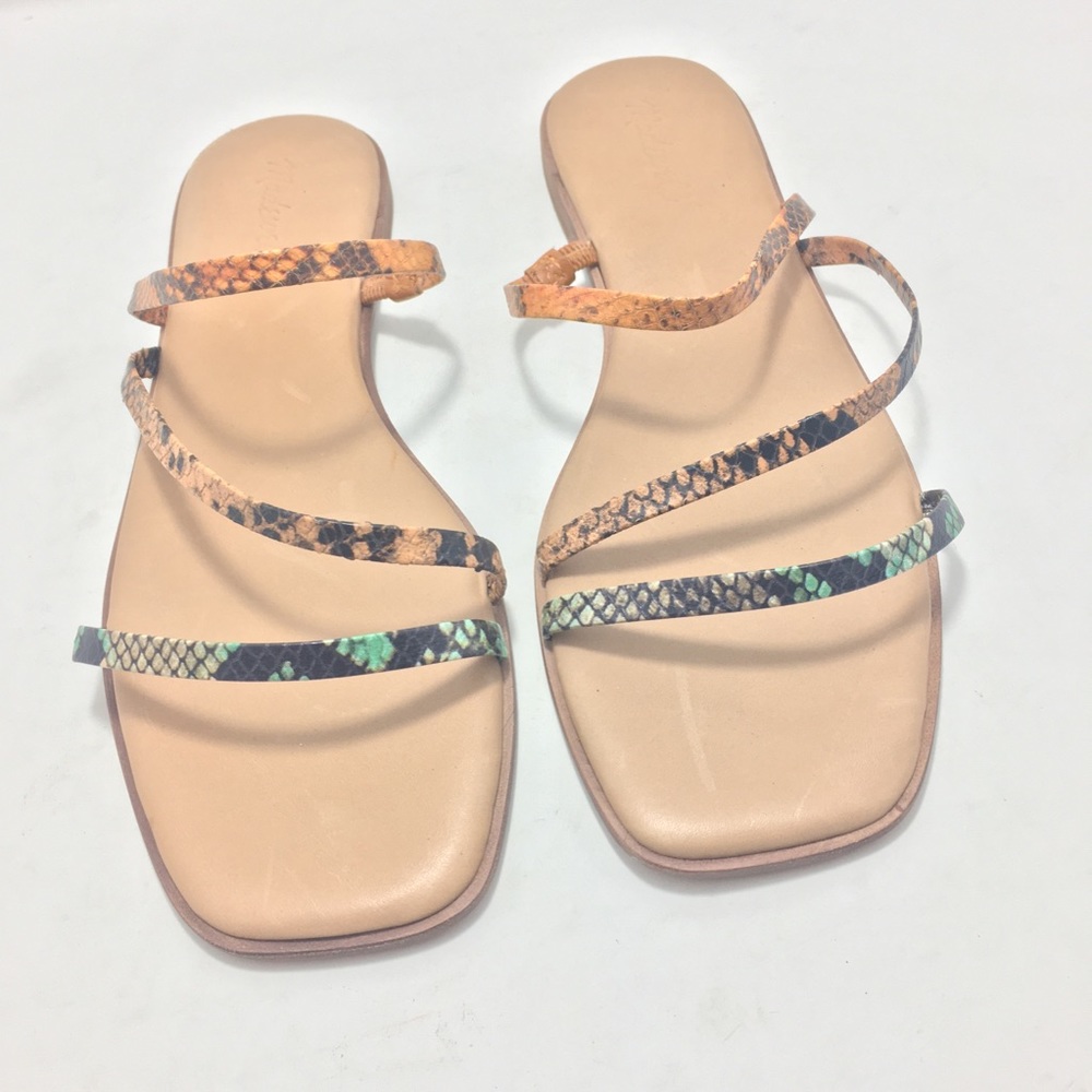 MADEWELL Lyra Strap Slide Snake Print Flat Sandal